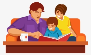 Reading Books Cartoon Png - Family Reading Together Cartoon #1124