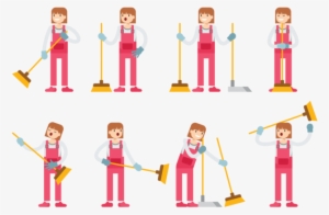 Girl Sweeps Cartoon Vector - Housekeeping Team Cartoon Png #1178