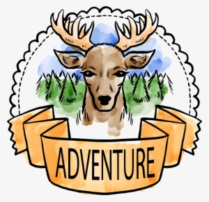 Red Deer Watercolor Painting Forest Clip Art - Art Print: Allen's Adventure Is Out There 1, 13x13in. #1265