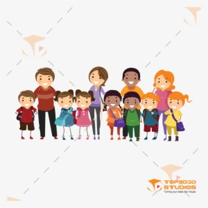 2d Group Family Character - Kids Parents Clipart #2148