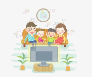 Children & Television Cartoon Illustration - Watching Tv Png Illustration #2292