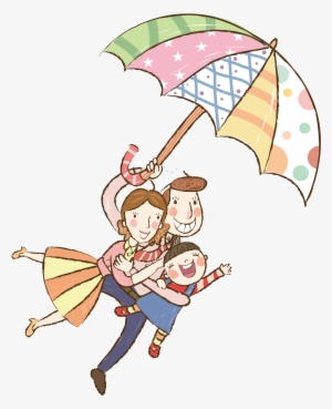 Illustration - Happy Family - Umbrella #2755