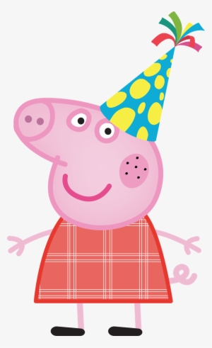 Peppa Pig Png Banner Black And White Download - Peppa Pig With Party Hat #2786