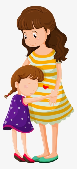 Png Free Stock Png Clip Art Cat Cards And - Mother Daughter Hug Cartoon #2962