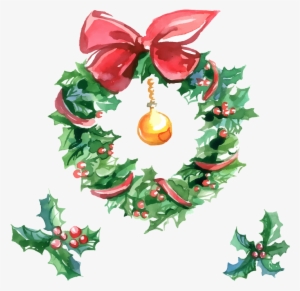 This Graphics Is Hand Painted Watercolor Christmas - Couronne De Gui #5472