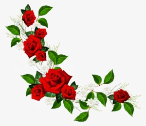 Decorative Element Red Roses White Flowers And Hearts - Rose Border Png #5476
