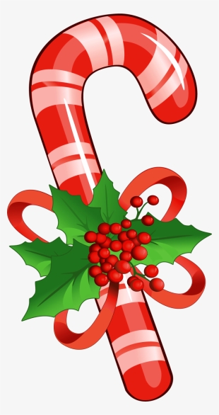 Candy Cane With Mistletoe Png Clipart Yopriceville - Candy Cane Clipart Png #5496