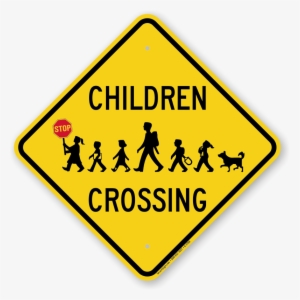 Children Crossing Holding Hand Held Stop Sign - Chicken Crossing Road Sign #5575