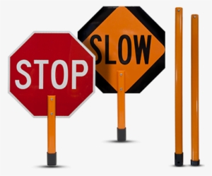 Stop / Slow Rigid Sign With Handle & Staff - Crossing Guard Stop Sign Paddles #5702