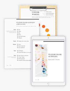 Supply Guide Mockup - Watercolor Painting #5849