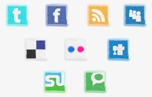 Watercolor Social Media Buttons - Icon #5936