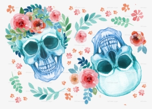 Sugar Skull Watercolor Spring Flowers Wallpaper - Sugar Skull Watercolor #6165