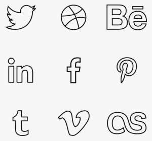 Vector Psd Outline - Social Media Line Icons Png #6697