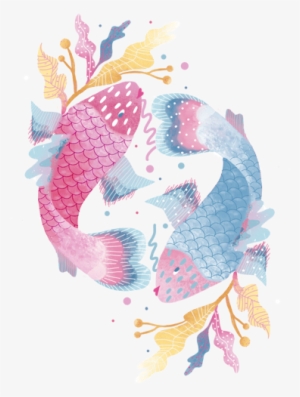 Pisces Drawing Watercolor - Signo De Peixes #7117