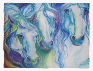 Colorful Horses - Fleece Blanket - Marcia Baldwin Artist #7774
