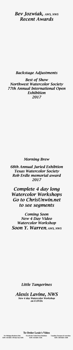 Bev Jozwiak, Aws, Nws Recent Awards Backstage Adjustments - Document #7874