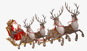 Flying Santa Claus Png - Santa Claus With Reindeers Png #7923