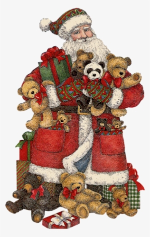 Christmas Santa And Teddy Bears Clip Art - Bear #8552
