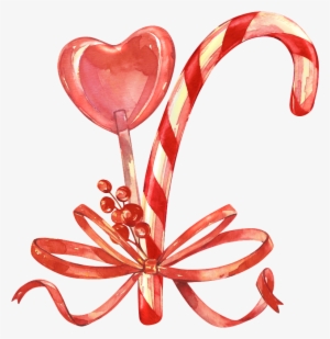 Hand Painted Girl Heart Series Love Cane Candy Png #8890