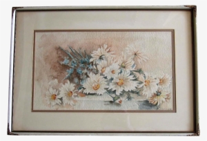 C1900 Edwardian Daisies Watercolor Painting Original - Picture Frame #8892