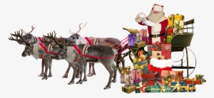 Santa Claus Sleigh Deer Gifts Transparent Png - Santa Claus And The Reindeer Png #9016