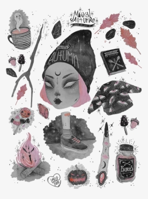 Illustration Art Creepy Painting Fall Autumn Spooky - Magical Ϟ Autumn Wall Tapestry - Small: 51" X 60" By #9037