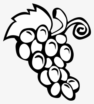 Grapevine Clipart Black And White - Fruits Clipart Black And White #9133