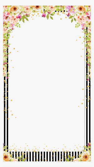 Watercolor Floral Striped Bridal Shower Snapchat Filter - Bridal Shower Snapchat Filter #9340