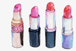 Chanel Lipstick Cosmetics Watercolor Painting Drawing - Lipstick Drawing Png #9369
