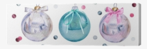 Set Of Watercolor Christmas Glass Balls With Bows And - Christmas Day #9446