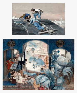 Peeping Roofers & The Woman's Bath By Jehan Georges - Jehan George Vibert Birth #9536