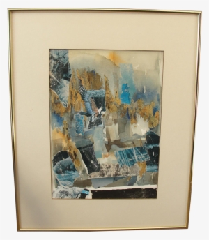 Abstract Watercolor Decoupage Mixed Media With Eagle - Picture Frame #10521