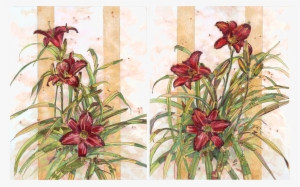 Red Daylilies I And Ii - Bromelia #10601