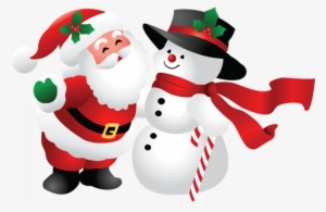 Snowman And Santa Claus Png - Pere Noel Et Bonhomme De Neige #11219