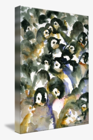 Penguin Nursery Ii, Abstract Watercolor Art By Miriam - Watercolor Painting #11848
