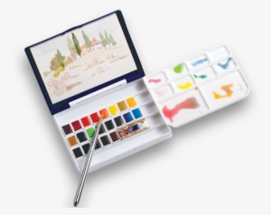 Pn697 - Holbein Watercolor Paint Set : Plastic Case : 24 Half #12329