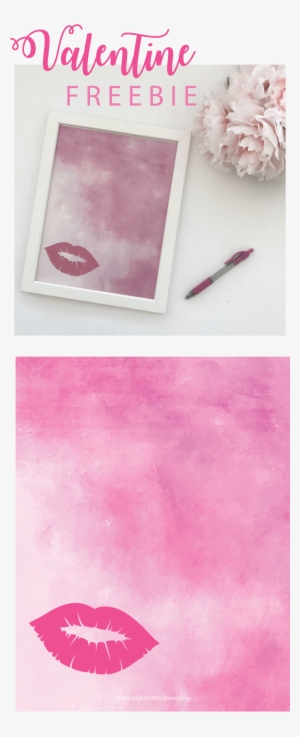 Valentine Freebie, Pink, Lips, Watercolor, Free Printable, - Hydrangea #12476
