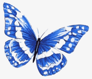Blue Morpho Butterfly Tattoo In Watercolor Art With - Blue And White Butterfly Tattoo #13592