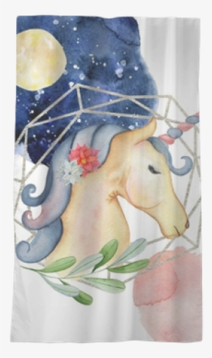 Cute Unicorn Watercolor Hand Drawn Merry Christmas - Illustration #13610