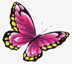 Pink Butterfly Tattoo In Watercolor Art With Yellow - Butterfly Design Png #14354