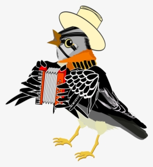 Bird Accordion Music Watercolor Painting - Wróbel Png #15029