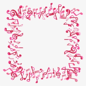Musical Watercolor Painting Red - Notes Border Design Png #15977