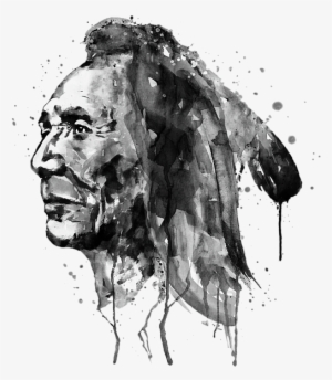 Bleed Area May Not Be Visible - Native Warrior Black And White #16071