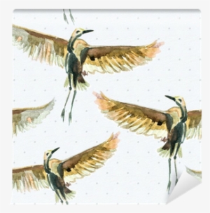 Seamless Texture With Watercolor Birds Wall Mural • - Watercolor Painting #17006