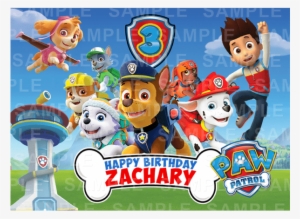 Clip Art Black And White Stock Edible Cake Topper Personalised - Paw Patrol Happy Birthday Zachary #17633