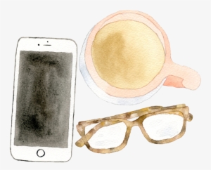 Watercolor Phone Mug Glasses - Watercolor Painting #18012