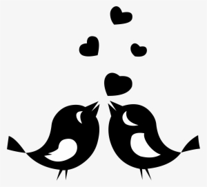 Clipart Love Birds With Hearts - Love Birds Silhouette Png #18392