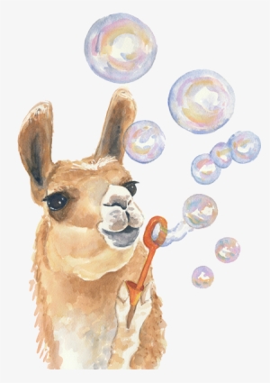 Llama Blowing Bubbles Lol Peru Vbs - Llama Watercolor #18775