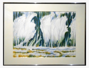 Winter Snow Watercolor Painting At Rubylane - Waterfall #19159
