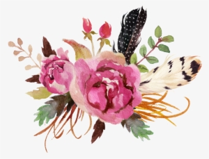 Antlers And Flowers Png Free - Flower And Feather Watercolor #19423